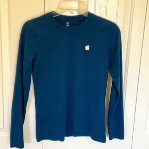 Apple Store Employee Long Sleeve Logo T-Shirt Pacific Blue unisex XS Halloween